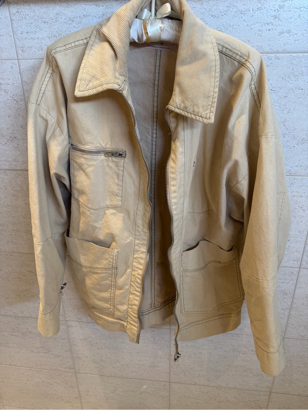 Womens Lightweight Beige Utility Jacket - Casual Workwear
